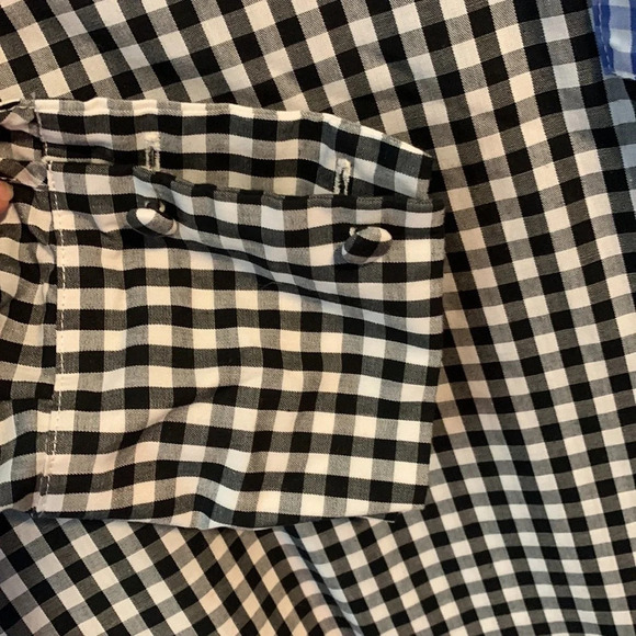 ASOS size 8 long sleeve light weight cotton black check gingham mini dress ties - Picture 4 of 5